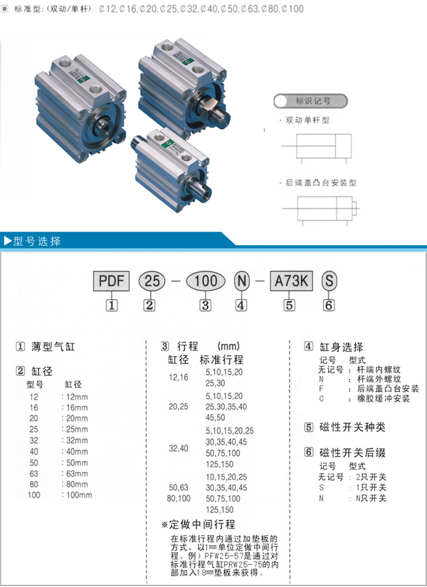 pdf50-35薄型气缸,标准缸,pmc气缸,sda型气缸